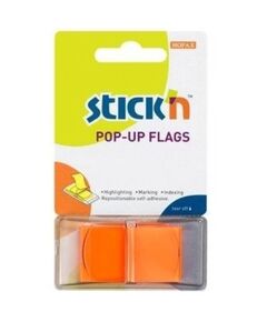 Film index adeziv 45x25mm, 50 file/set, STICK'N Pop-up - portocaliu, Culoare: Portocaliu-