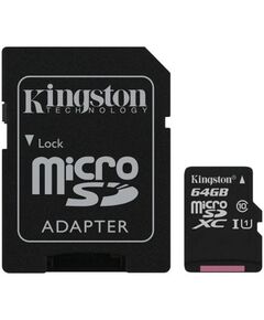 Card memorie micro SD 64 GB, cu adaptor, KINGSTON-