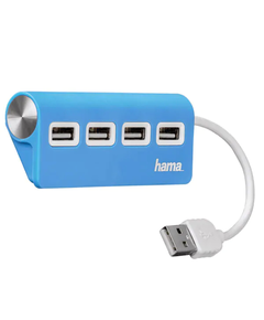 Hub USB HAMA 12179, USB 2.0, albastru-