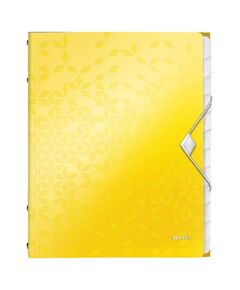 Mapa plastic cu 12 separatoare, A4, 200 coli, galben, LEITZ WOW, Culoare: Galben-