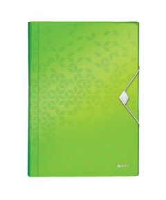 Mapa plastic cu elastic, 6 compartimente, A4, verde, LEITZ WOW, Culoare: Verde-