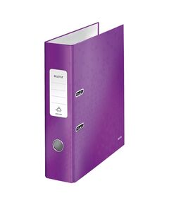 Biblioraft carton laminat, A4, 8 cm, mov, LEITZ WOW 180, Culoare: Mov-