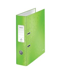 Biblioraft carton laminat, A4, 8 cm, verde, LEITZ WOW 180, Culoare: Verde-