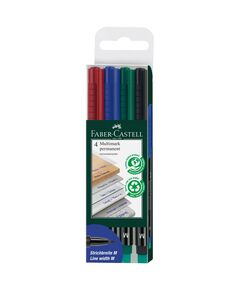 Marker permanent, varf rotund 1.0 mm, 4 culori/set, FABER-CASTELL Multimark M-