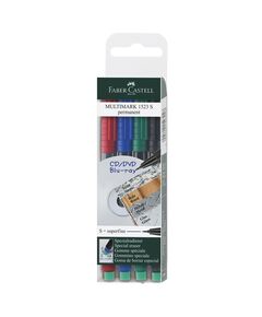 Marker permanent, varf rotund 0,6 mm, 4 culori/set, FABER-CASTELL Multimark F-