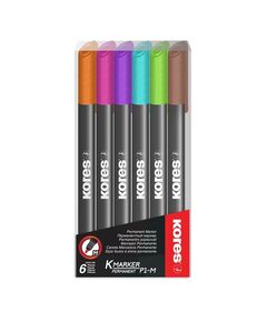 Marker permanent, varf rotund 1.0mm, 6 culori/set, KORES-