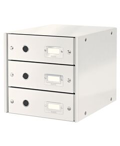 Suport documente cu 3 sertare, A4, carton laminat, alb, LEITZ WOW Click&Store, Culoare: Alb-