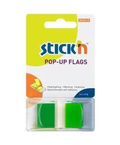 Film index adeziv 45x25mm, 50 file/set, cu dispencer, verde, STICK'N, Culoare: Verde-