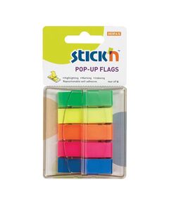 Film index autoadeziv, 45x12 mm, 5 culori x 40 file/set, cu dispenser, STICK'N-