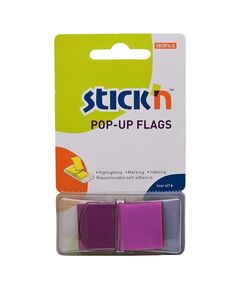 Film index autoadeziv 45x25 mm, 50 file/set, cu dispenser, mov, STICK'N, Culoare: Mov-
