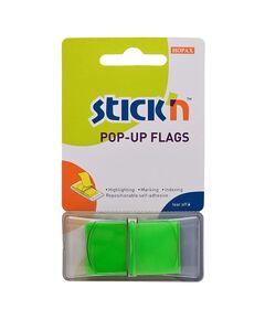 Film index autoadeziv 45x25 mm, 50 file/set, cu dispenser, verde, STICK'N, Culoare: Verde-