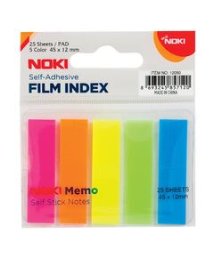 Index autoadeziv din plastic, 12x45 mm, 5 culori x 25 file/set, NOKI-