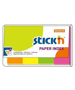 Index autoadeziv hartie color 50x20 mm, 4x50 file/set, 4 culori neon, STICK'N-