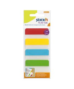 Index plastic transparent 38x51 mm, 4 culori neon x 6 file/set, STICK'N-