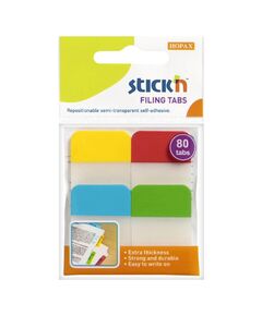 Index plastic transparent, margine color 38 x 25 mm, 4 culori neon STICK'N-