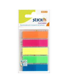 Stick index plastic 45x12 mm, 5 culori neon x 25 file/set, STICK'N-