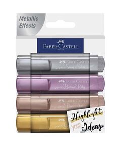 Textmarker metalizat, varf tesit 1-5 mm, 4 buc/set, FABER-CASTELL-