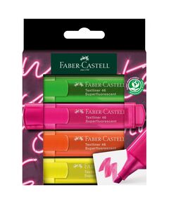 Textmarker, varf tesit 1-5 mm, 4 buc/set, superfluorescent, FABER-CASTELL-