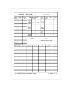 Lista zilnica de alimente, A4, fata-verso, 100 file/set-