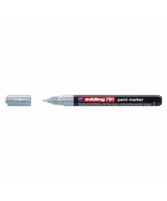 Marker cu vopsea, varf 1-2 mm, argintiu, EDDING 791, Culoare: Argintiu-