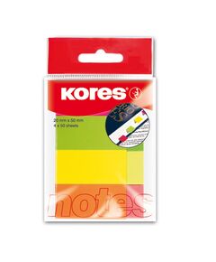 Index autoadeziv hartie 50x20 mm, 200 file/set, 4 culori neon, KORES-