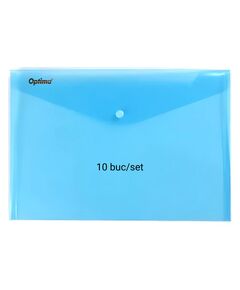 Mapa plastic, cu capsa, A4, albastru, 10 buc/set, OPTIMA, Culoare: Albastru-