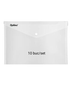 Mapa plastic, cu capsa, A6, transparent, 10 buc/set, OPTIMA-