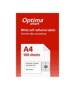 Etichete autoadezive albe, 10/A4, 105x57mm, 100 coli/top, OPTIMA-