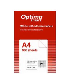 Etichete autoadezive albe, 21/A4, 70x42.4mm, 100 coli/top, OPTIMA-