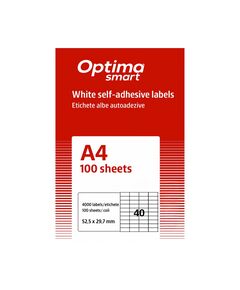 Etichete autoadezive albe, 40/A4, 52.5x29.7mm, 100 coli/top, OPTIMA-