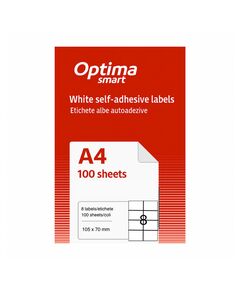 Etichete autoadezive albe, 8/A4, 105x70mm, 100 coli/top, OPTIMA-