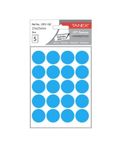 Etichete autoadezive rotunde, 25 mm, 100 buc/set, albastru, TANEX, Culoare: Albastru-