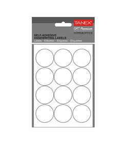 Etichete autocolante rotunde, 32 mm, 60 buc/set, alb, TANEX, Culoare: Alb-