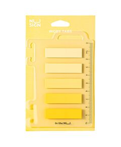 Index autoadeziv plastic 44x12 mm, 5 culori + rigla, galben, DELI NUSIGN, Culoare: Galben-