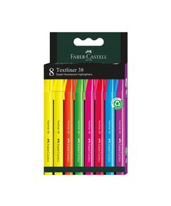 Textmarker FABER-CASTELL 38, culori fluorescente, 8 buc/set-