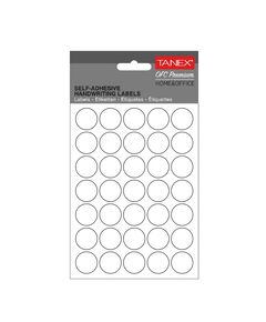 Etichete autoadezive rotunde, 19 mm, 350 buc/set, alb, TANEX, Culoare: Alb-