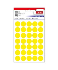 Etichete autoadezive rotunde, 19 mm, 175 buc/set, galben, TANEX, Culoare: Galben-