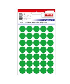 Etichete autoadezive rotunde, 19 mm, 175 buc/set, verde, TANEX, Culoare: Verde-