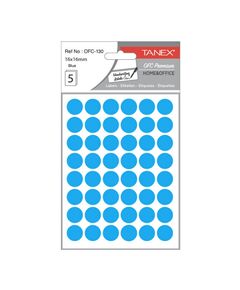 Etichete autocolante rotunde, 16 mm, 240 buc/set, albastru, TANEX, Culoare: Albastru-