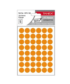 Etichete autocolante rotunde, 16 mm, 240 buc/set, portocaliu, TANEX, Culoare: Portocaliu-