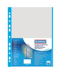 Folie protectie cu margine color, 40 microni, 100 buc/set, albastru, DONAU, Culoare: Albastru-
