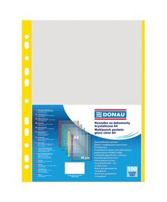 Folie protectie cu margine color, 40 microni, 100 buc/set, galben, DONAU, Culoare: Galben-