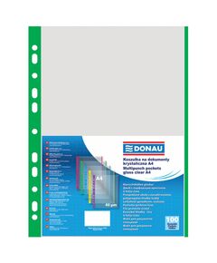 Folie protectie cu margine color, 40 microni, 100 buc/set, verde, DONAU, Culoare: Verde-