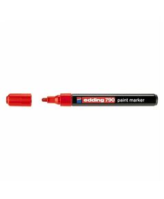 Marker cu vopsea, varf 2-3 mm, rosu, EDDING 790, Culoare: Rosu-
