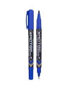 Marker permanent cu 2 capete, albastru, DELI Mate, Culoare: Albastru-