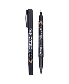 Marker permanent cu 2 capete, negru, DELI Mate, Culoare: Negru-