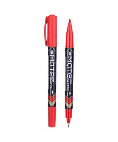 Marker permanent cu 2 capete, rosu, DELI Mate, Culoare: Rosu-