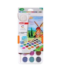 Acuarele 21 culori/set + pensula, DELI-