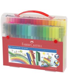 Carioci 80 culori/set, cu clip, Connector FABER-CASTELL-