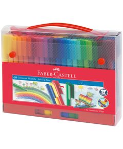 Carioci cu clip 60 culori Connector FABER-CASTELL-